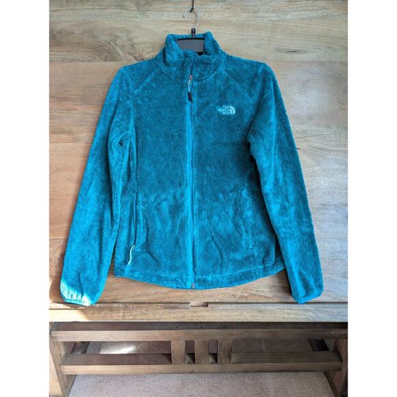 The North Face Jacket Womens Small Aqua Fleece Plush Fuzzy Long Sleeve Full Zip - Picture 1 of 4
